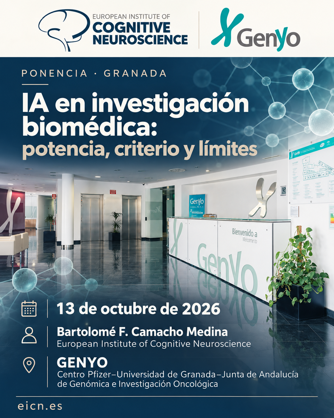 Cartel original de la ponencia de GENYO del 13 de octubre de 2026